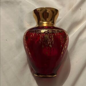 Red and Gold Decorative Glass Vase